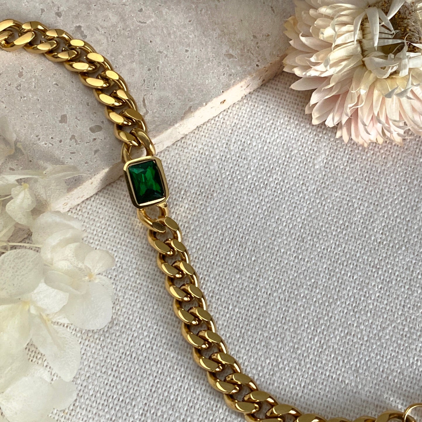 EX SAMPLE - Chunky Emerald Cuban Bracelet