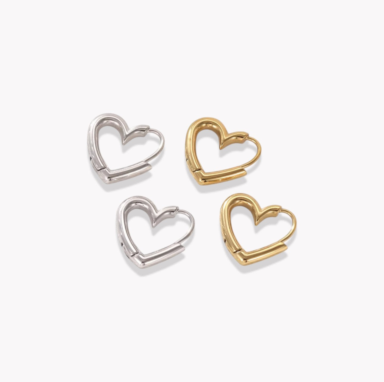 Silver Heart Hooped Earrings