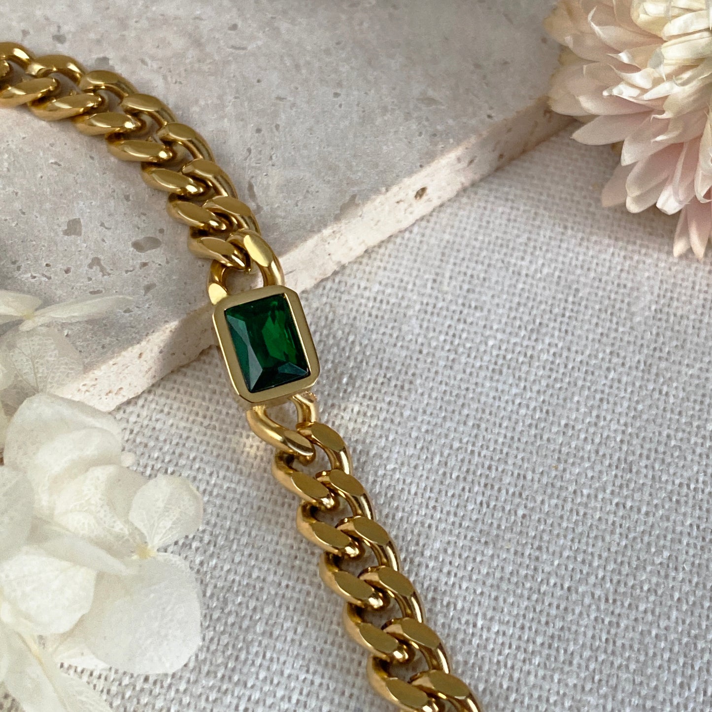 Chunky Emerald Cuban Bracelet