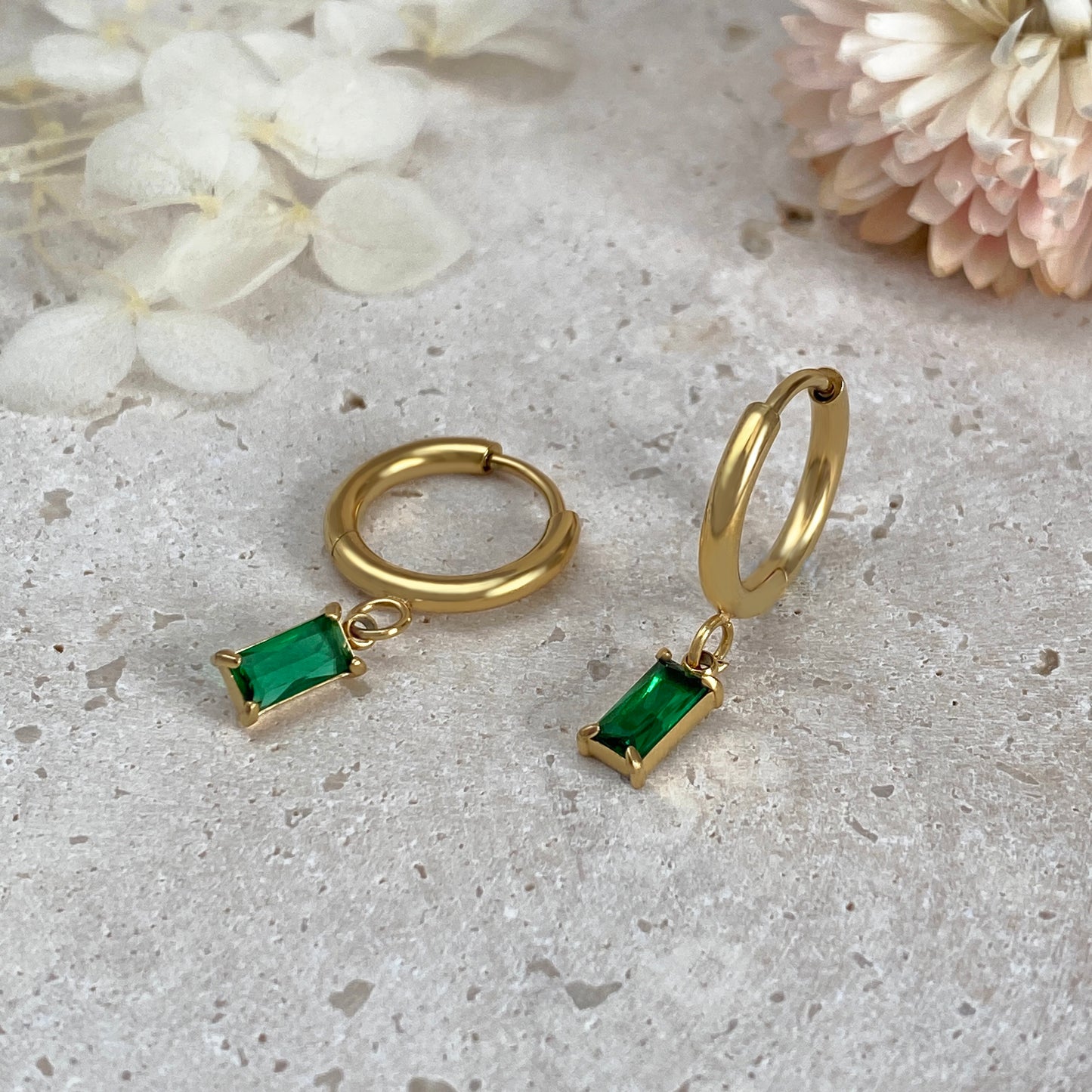 Emerald Stone Hoops