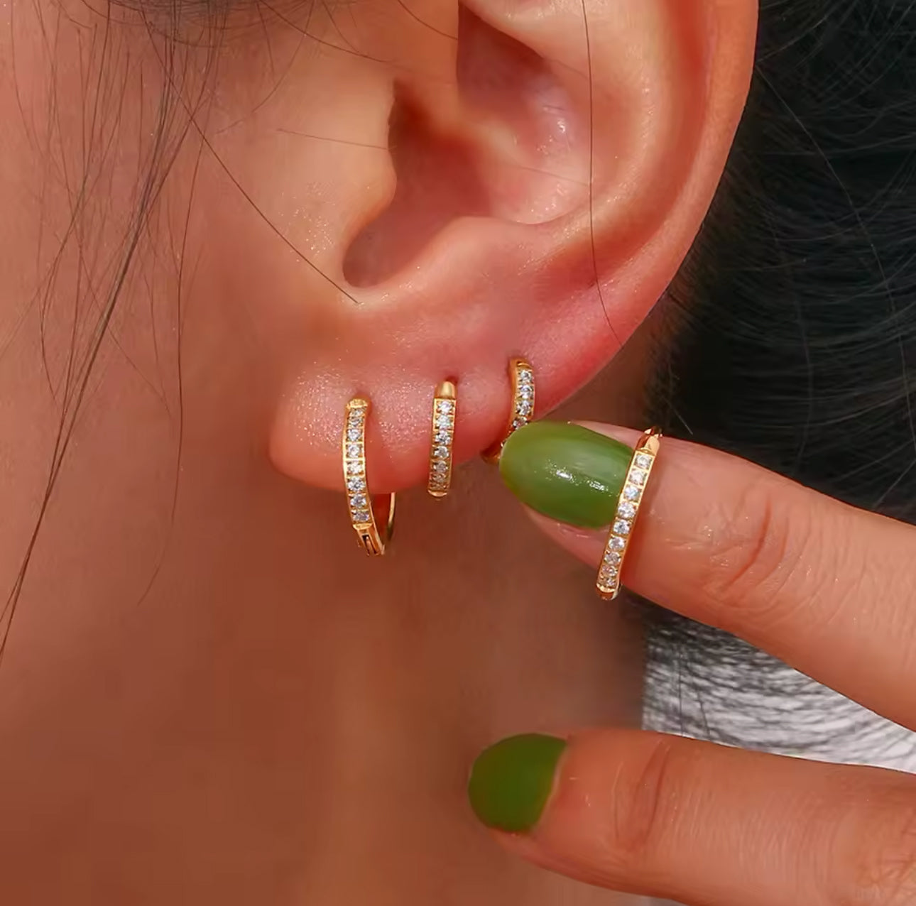 Crystal Huggie Hooped Earrings