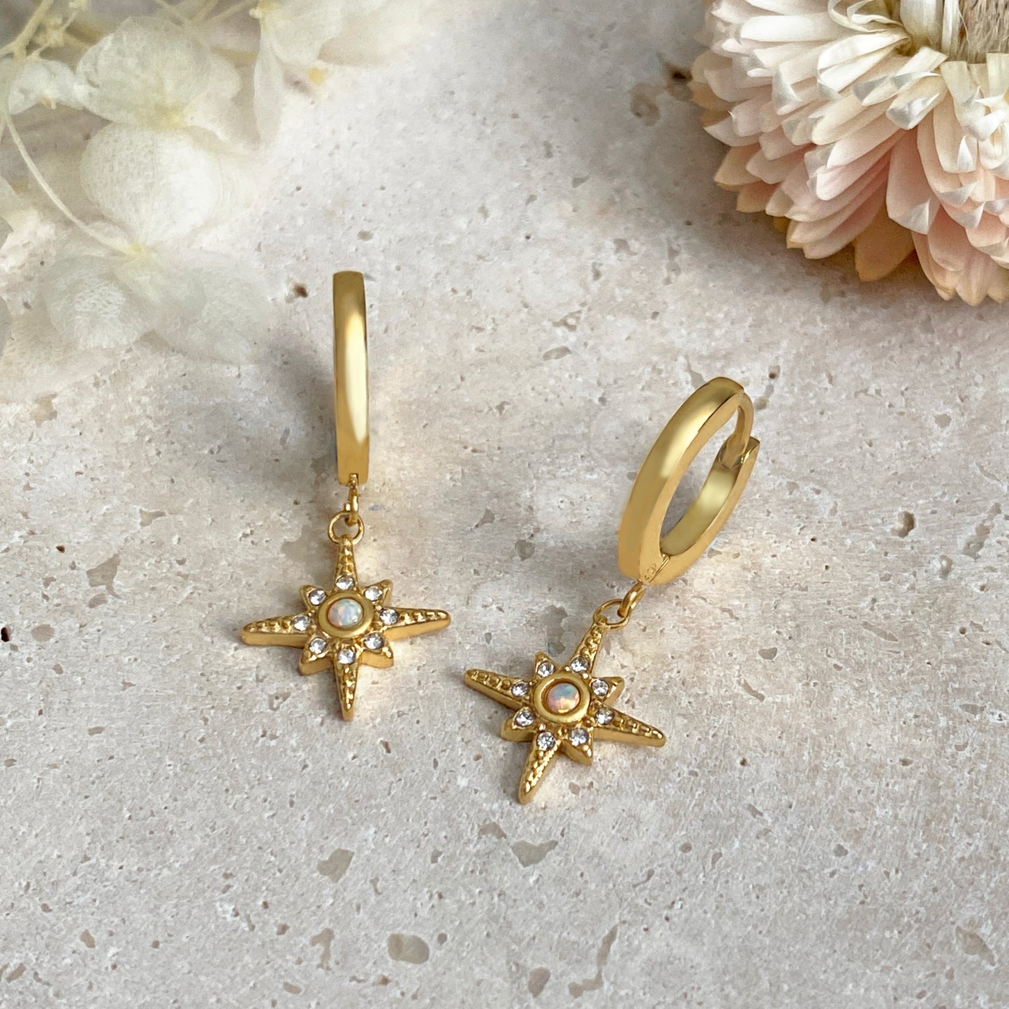 Opal Star Hoops