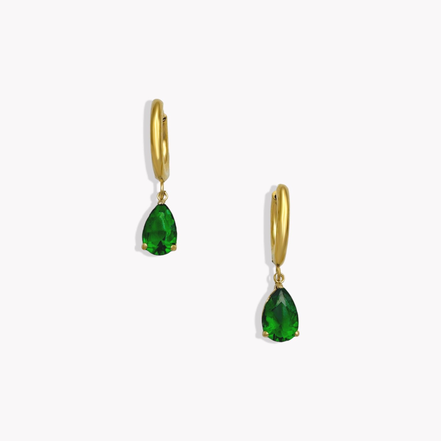 Pear Emerald Hoops