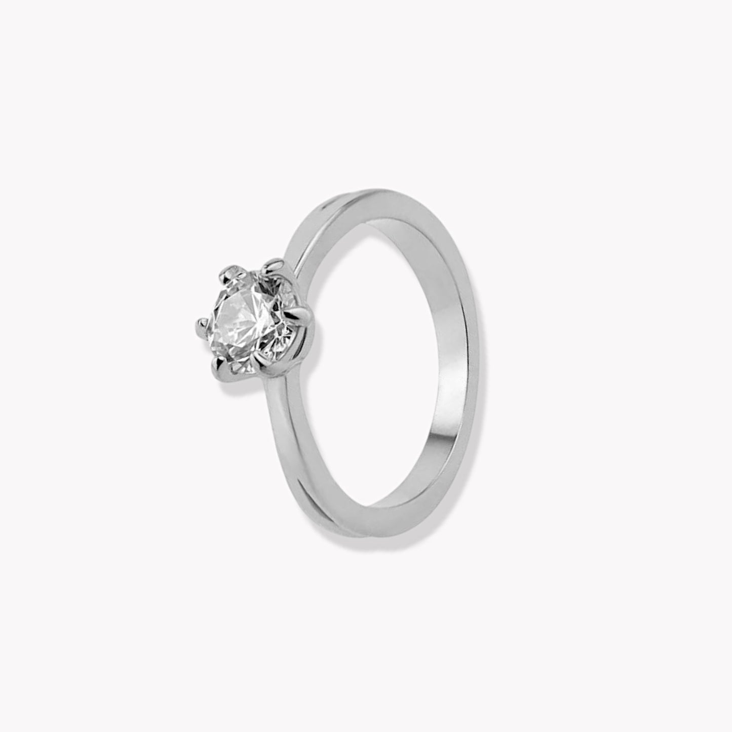 Silver Solitaire Ring