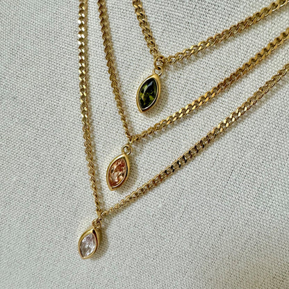 Olive Drop Pendant Necklace