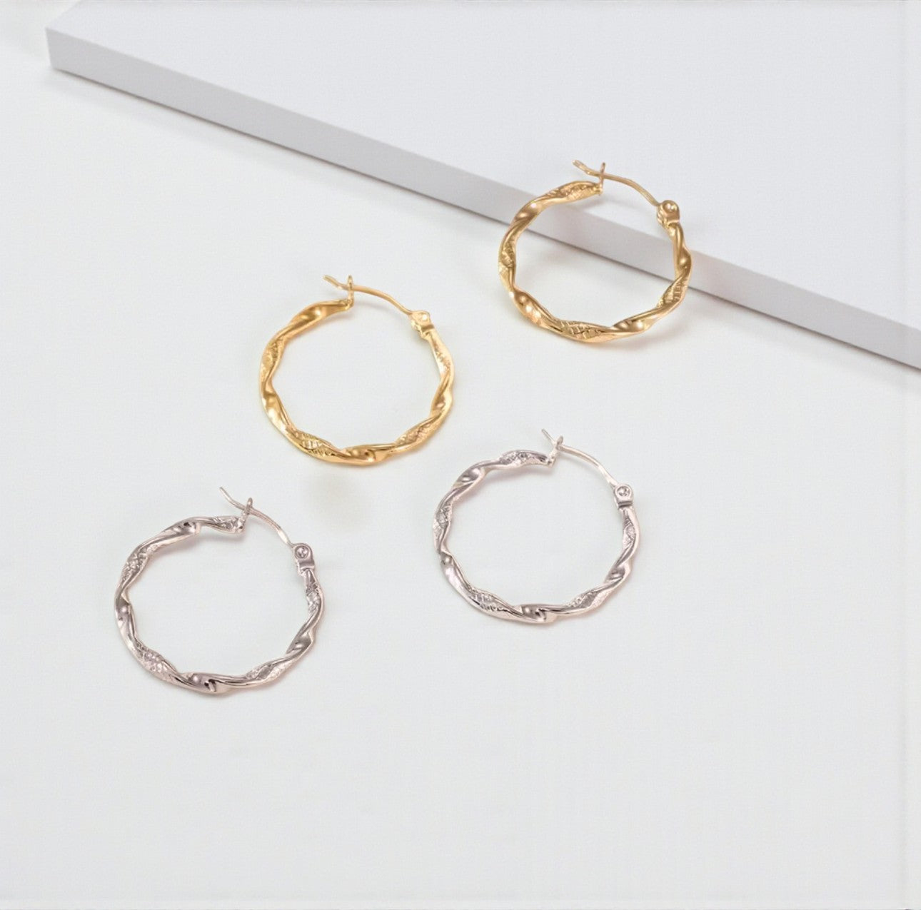 Silver Twist Hooped Earrings