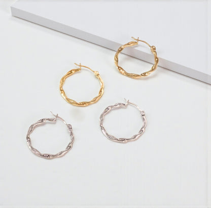 Silver Twist Hooped Earrings