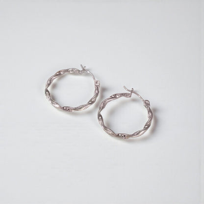 Silver Twist Hooped Earrings