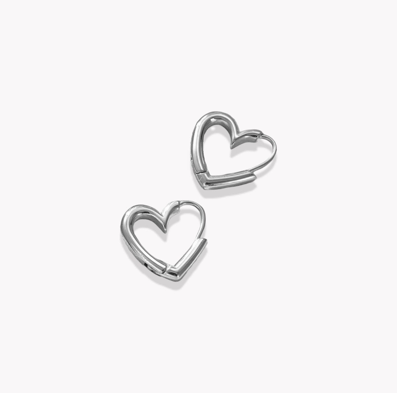 Silver Heart Hooped Earrings