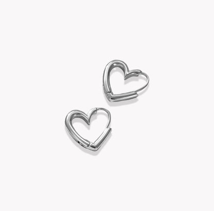 Silver Heart Hooped Earrings