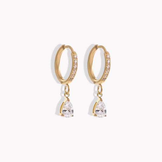Pear Drop Hooped Earrings