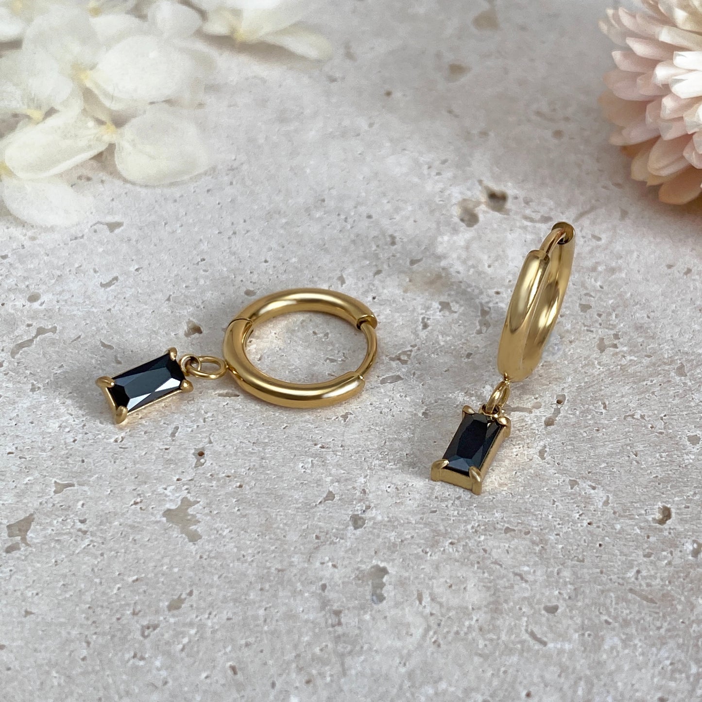 Onyx Stone Hoops