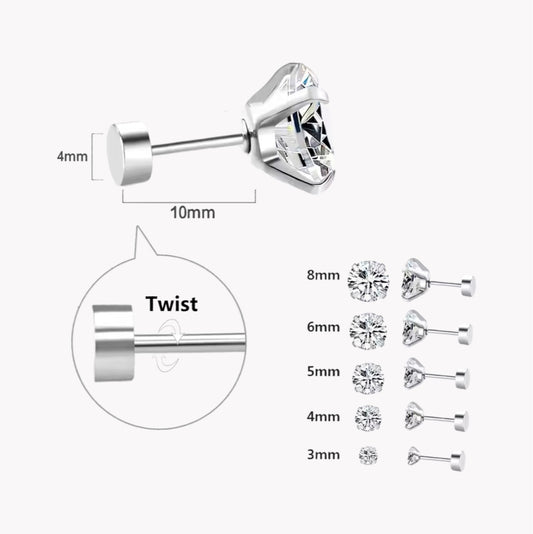 Silver Flat Back Crystal Stud Earrings