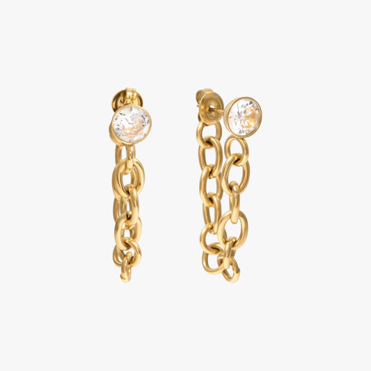 Earrings featings gemstone and chain detail