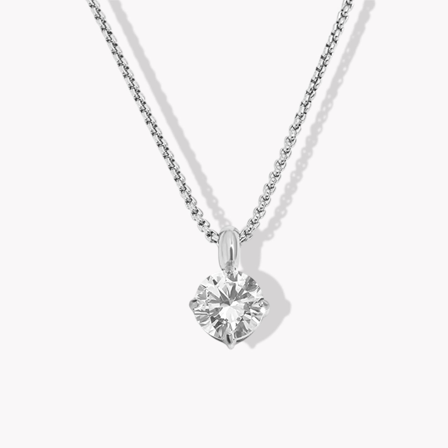 Silver Diamond necklace on a white background