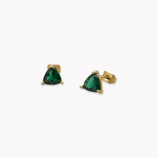 Emerald Crystal Triangle Studs